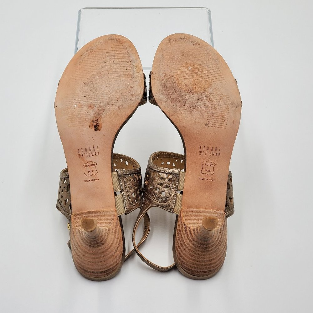 Stuart Weitzman Metallic Leather Kitten Heels - Picture 14 of 16
